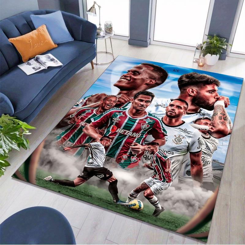 Brazil Football Team Player Collage Print Area Rug Non‑Slip Rectangular Floor Mat Soccer Fan Gaming Living Bedroom Decor