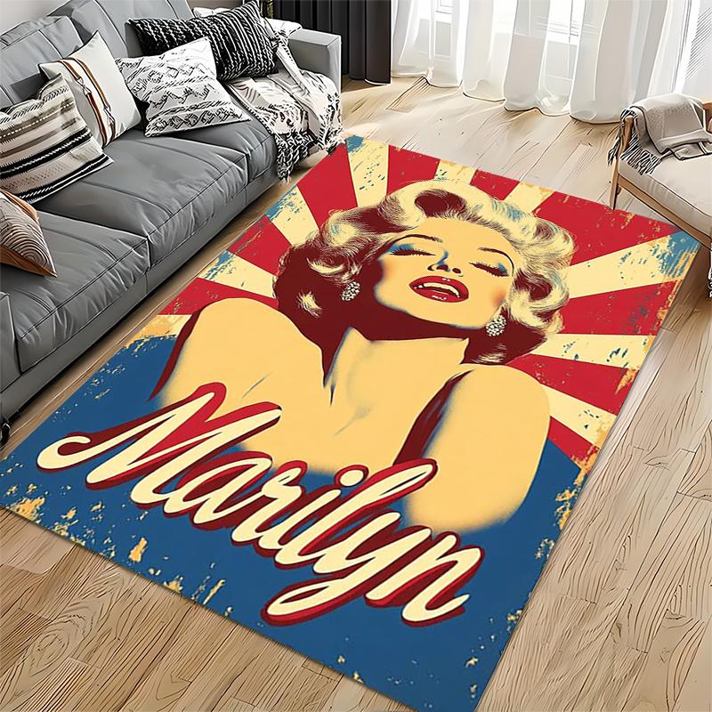 Pop Culture Area Rug, Marilyn Monroe Retro Pop Art Poster, Bedroom Decor, Non-Slip Mat