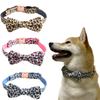 Ошейник для собак Pet Leopard Print Rose Gold с металлической пряжкой и бантом
