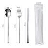 Three-Piece Japanese Stainless Steel Cutlery Set: Spoon, Fork, Chopsticks