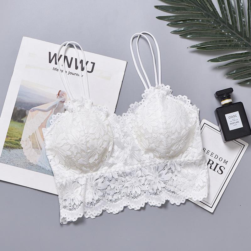 Женская кружевная майка-борцовка с нагрудными вкладышами - Сексуальный большой размер, базовая майка-бандо, тонкое нижнее белье