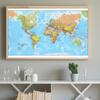 Vintage World Map Detailed Map of Major Cities In Each Country Travel Map Decor for Education School Office
