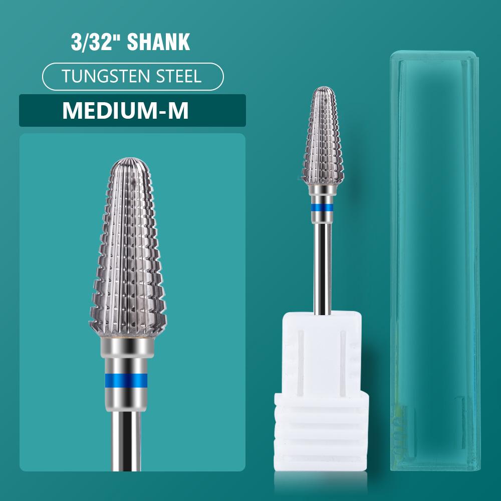 5 In 1 Carbide Tungsten Nail Bit Dual Rotation Volcano/Tornado Milling Cutters Fast Remove Acrylic Hard Gel ManucureTools