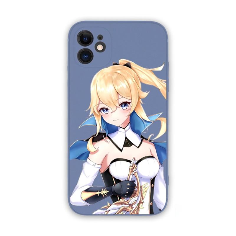 Cute Girl Jean Genshin Phone Case For IPhone 14 11 12 13 Pro Max X XR XSMax 6 6S 7 8 Plus SE 2022 Soft Square Color Phone Cover