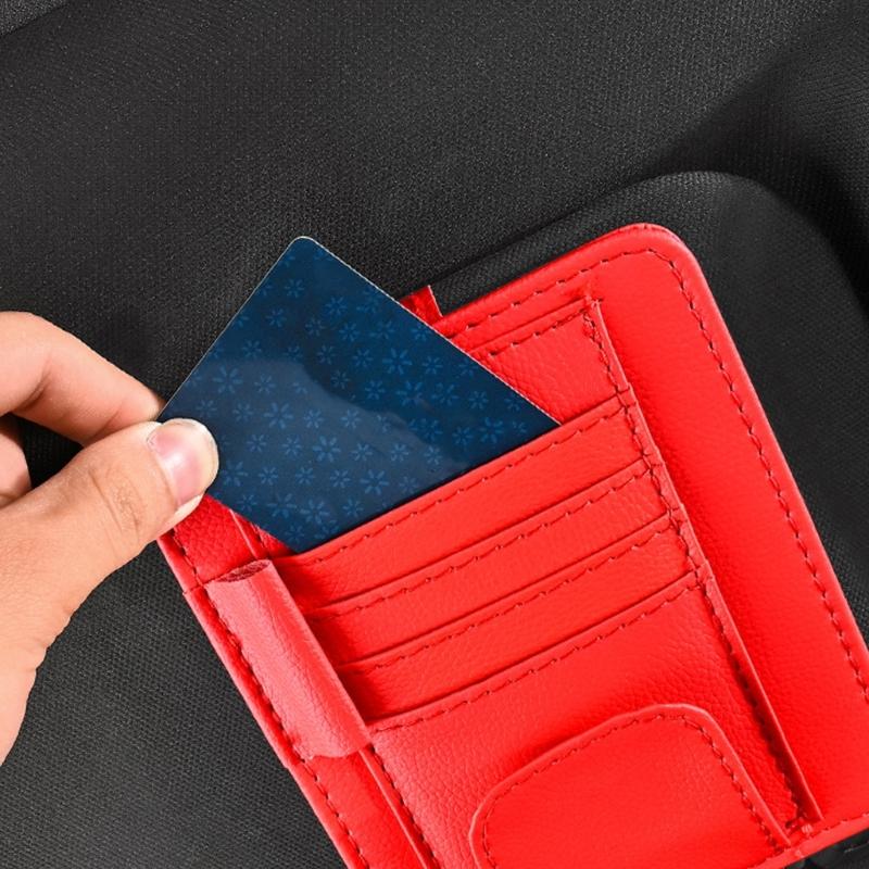 Прочный кошелек-визитница из ПУ-кожи для солнцезащитного козырька автомобиля с двухслойными карманами для карт и отделением для очков для водительских удостоверений и наличных