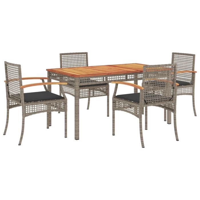 VidaXL Ensemble à Manger de Jardin avec Coussins 5 pcs, Table et Chaise de Terrasse, Meubles de Patio, Mobilier d'Extérieur, 3213571