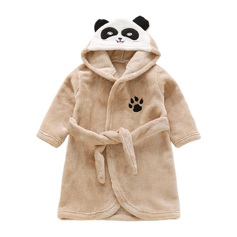 Autumn Winter Kids Sleepwear Baby Robes Flannel Bath Robe For Toddler Boy Girl Panda Hooded Nightgown Cute Childrens Pajamas