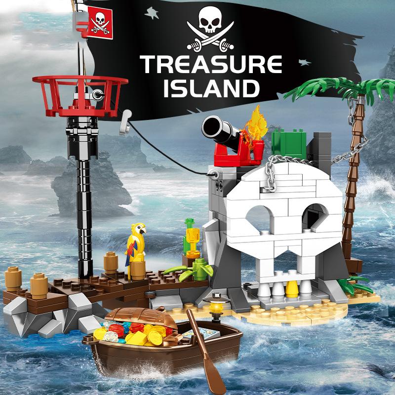 Kids Toys Pirate Ship Castle Building Blocks Models Small Particle Bricks Educational Toys Christmas Halloween Gifts