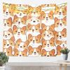 Cute Corgi Dog Tapestry Adorable Cartoon Corgi Faces Print Wall Hanging For Bedroom Living Room Dorm Home Decor
