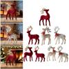 Reindeer Statues Christmas Ornaments Flock Plastic Deer Figurines Table Centerpiece for Home Decoration Ornaments Christmas