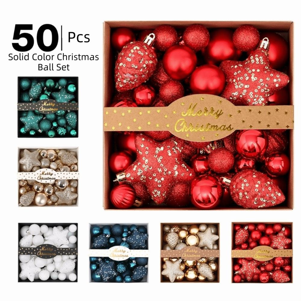 50Pcs/Set Star Xmas Tree Hanging Balls Shatterproof Christmas Tree Decoration Festival Ornament