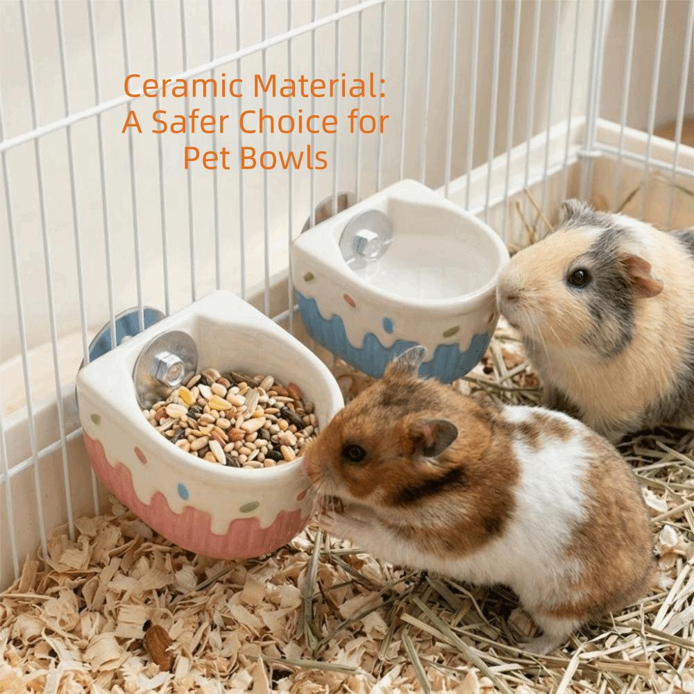 Large Capacity Ceramic Hamster Food Bowl Fixed Bowl Automatic Feeder Hangable Food Bowl Small Pets