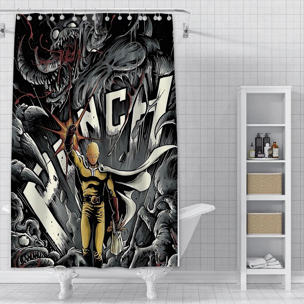 Шторка для душа One Punch Man Водонепроницаемая Полиэстеровая Ткань Красочная Ванная Комната Декор Занавеска С Крючками