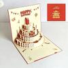 New 3D Happy Birthday Card Four-Layer Birthday Cake with Envelope Musical Light Greeting Card Pop Up Foldable Gift Card