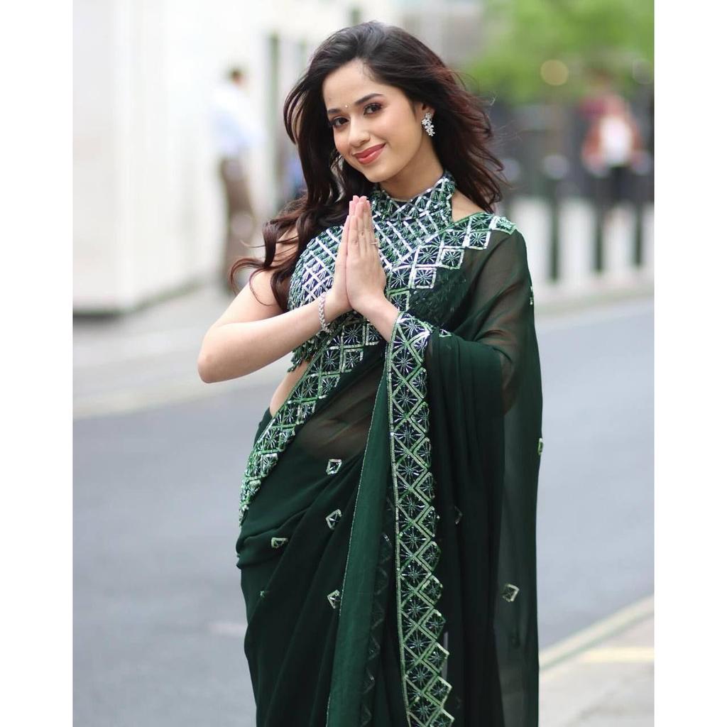 Мягкий шелк ранголи Красивое сари с вышивкой пайетками