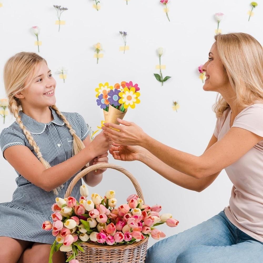 Colorful Paper Flower Bouquet Craft Kit Romantic Blessing DIY Sunflower Bouquet Set Folding Handmade Greeting Card Bouquet