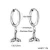 Spiral Planet Earrings Design Mushroom U-Shaped Fishtail with White Diamond Ear Buckle Stainless Steel Earrings