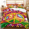 3D Hippie Peace Symbol Colorful Pattern Chic Exotic Flower Comfortable Duvet Cover Pillowcase Bedding Set Children Home Textile
