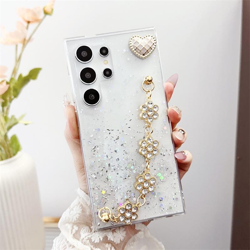 Чехол-накладка из мягкого силикона с блестками и браслетом Plum Blossom для Huawei Note8 Pro Y9S — защита от падения и стильный дизайн Love