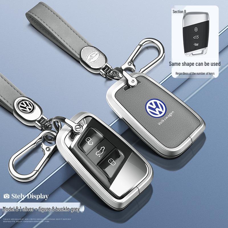 Складной ключ-брелок Volkswagen стиль B с кнопкой запуска для Tayron, Tuyue, Teramont X, Tiguan X - Полное покрытие, Невыдвижной