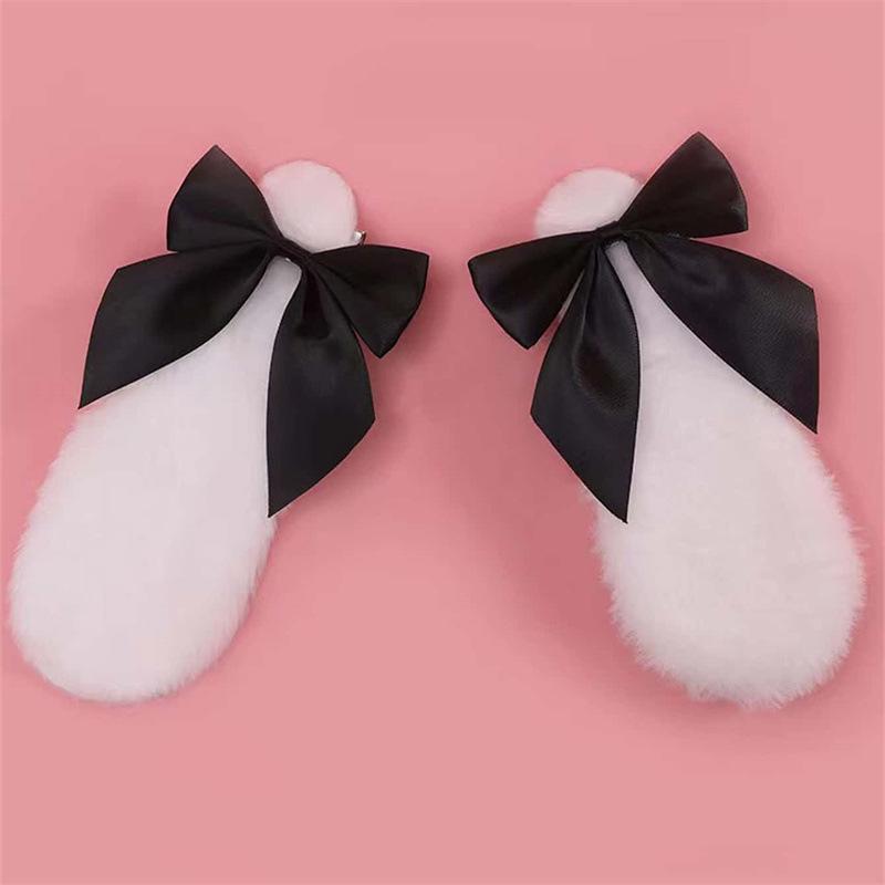 2 шт., кроличьи уши, пушистый мультяшный косплей, бант, сценический реквизит для фотосессии, милый реквизит
