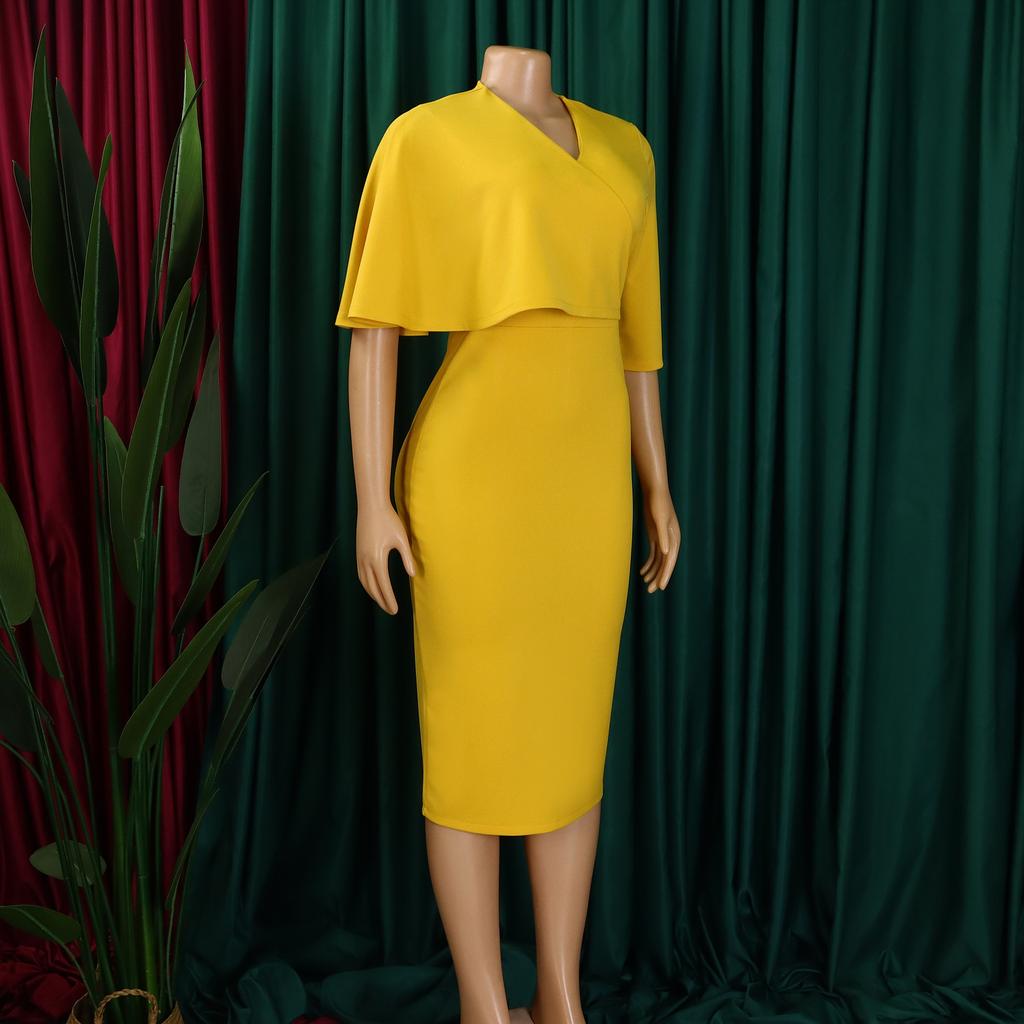 YYFS Women's Fashion Summer Spring Solid Color Print Short Sleeve V-Neck High Waist Casual Dresses