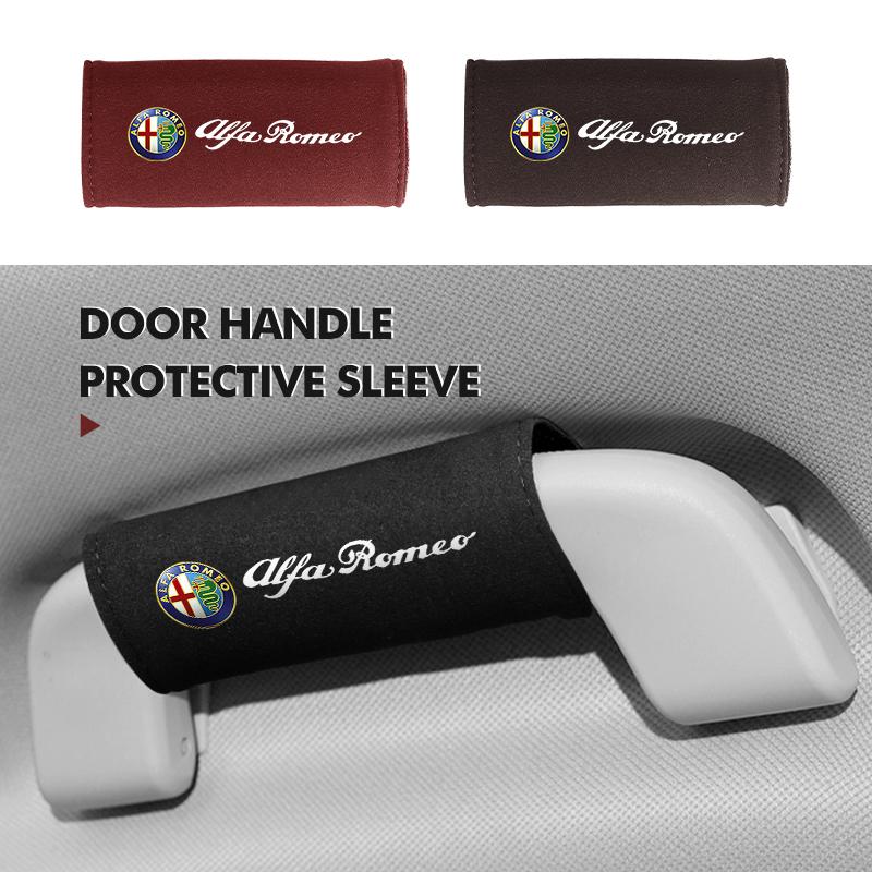 For Alfa Romeo 1/2PCS Car Logo Door Handrail Covers Door Handle Protector Auto Accessories 159 Giulietta 156 147 Giulia Mito GT