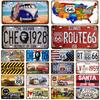 Металлическая табличка Арт Бар Клуб Домашняя Магазин шин Настенный декор Газ Маршрут 66 Искусство Тарелка Гараж Жестяная табличка Постер Винтажный автомобиль Жесть