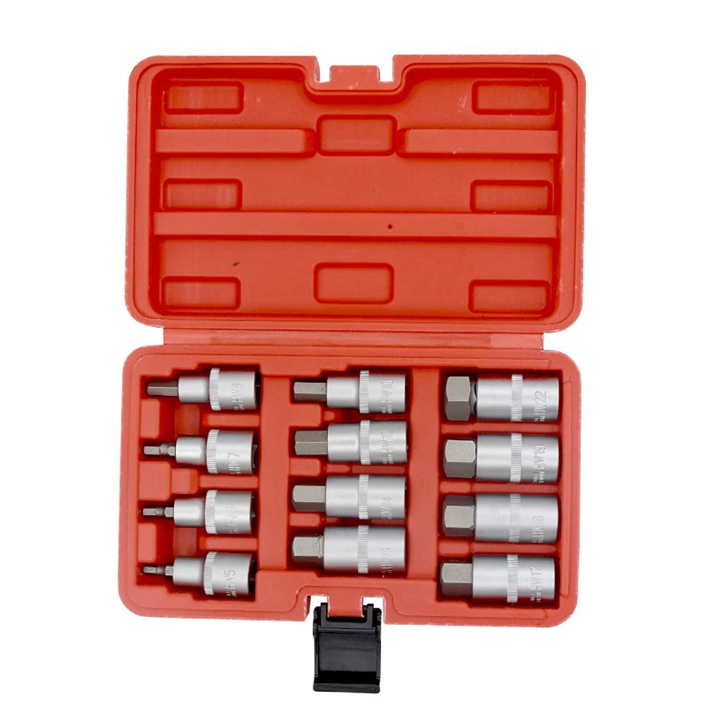 12 piece chrome vanadium steel hexagonal socket wrench set pneumatic auto repair hardware tool kit
