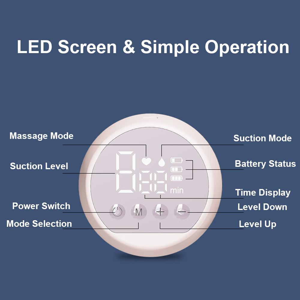 Портативный встроенный молокоотсос со светодиодным экраном Электрический молокоотсос для грудного вскармливания 3 режима 9