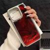 Advanced Drip Glue Silver Frame Water Wave Pattern Red Dark Dyeing Phone Case for iPhone 13 14 15 16 Pro Max