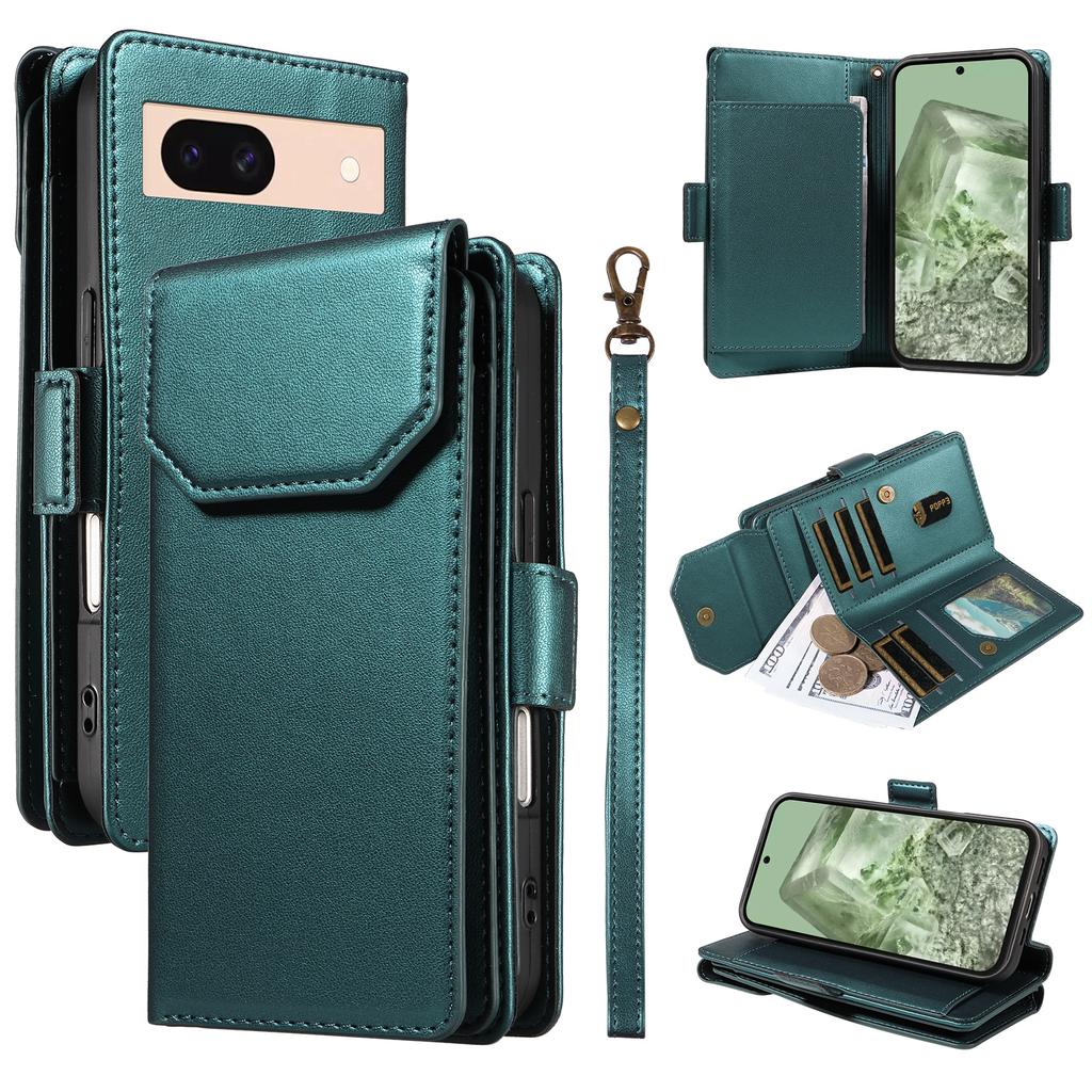 Чехол для Google Pixel 8a с держателем для нескольких карт и ремешком, чехол для телефона из ПУ кожи, подставка