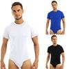 Men Adults One Piece Shaper Romper Lingerie Party Clubwear Round Neck Short Sleeves T-shirt Bodysuit