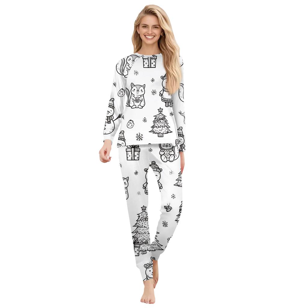 Раскрашенный вручную цветной наряд для родителей и детей - с принтом, круглый вырез, длинные рукава, длинные брюки, домашняя одежда, костюм для весны