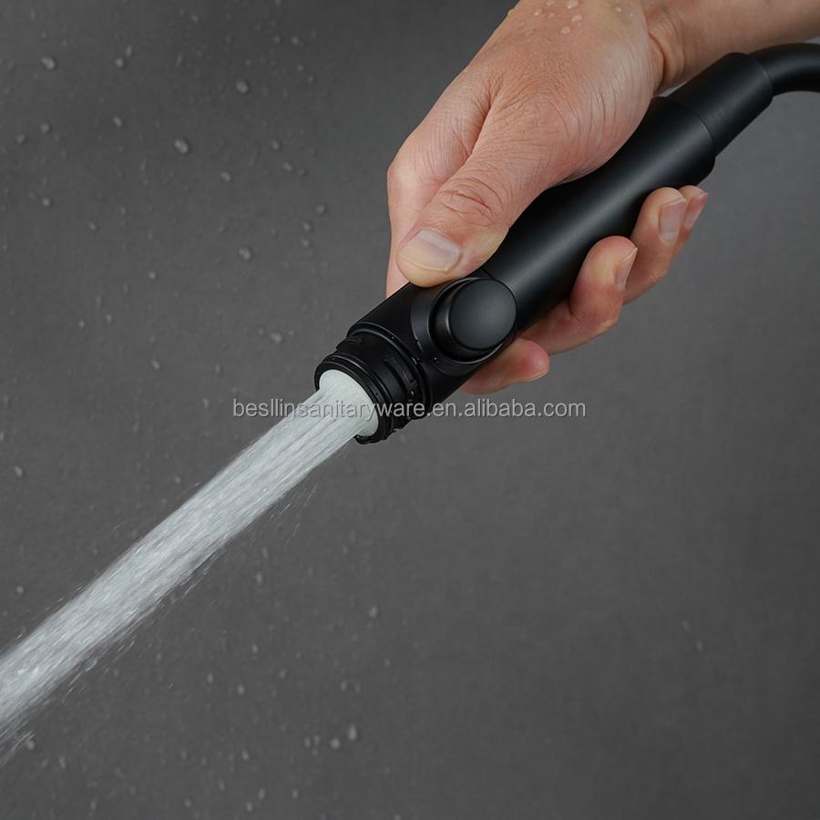 Bathroom Round 3+2 Mode High Pressure Black Hand Held Shower Head with on Off Switch for Water Saving