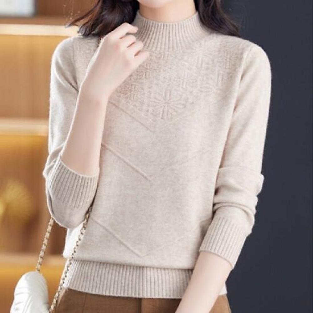 Navava Unisex Vintage Daily Solid Turtleneck Long Sleeve Knit Sweater Nk3544