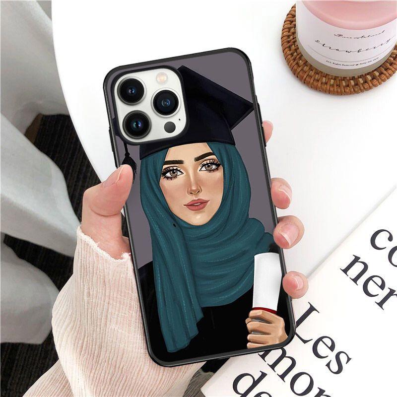 Hijab Girl Muslim Islamic Gril Eyes Arabic Phone Cover For Iphone 14pro 11pro 12 13pro Max 5s 6s Xs 7 8plus SE Xr 12mini Coque