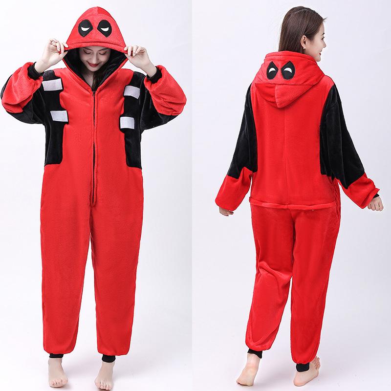 Мужская и женская домашняя одежда осень-зима с капюшоном, комбинезон с изображением животных из мультфильмов, фланелевая домашняя одежда на молнии спереди