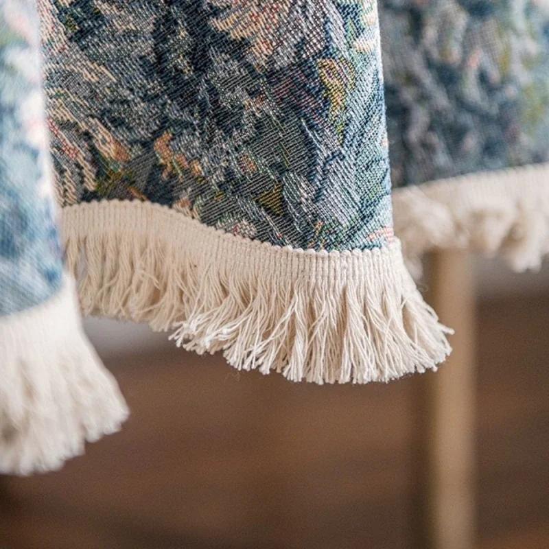 Круглая Ретро Пасторальная Скатерть Квадратная Европейская Американская Хлопок Лен Чехол с Кисточками для Обеденного Стола Чайный Столик Письменный Стол Настольная Подкладка