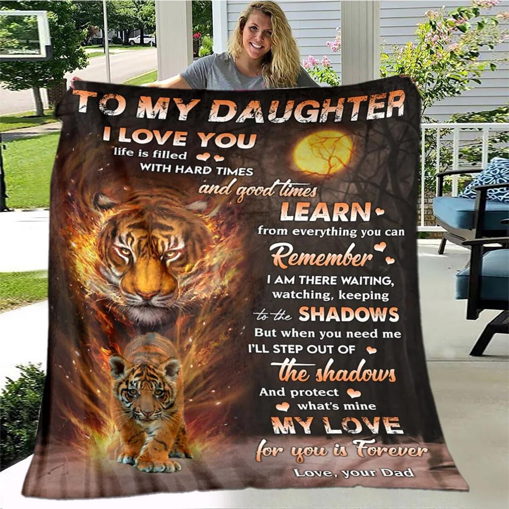 Персонализированное одеяло из шерпы для моей дочери с принтом льва, волка и дракона, подарок от мамы, папы, одеяло для дивана-кровати, мягкое одеяло для пикника