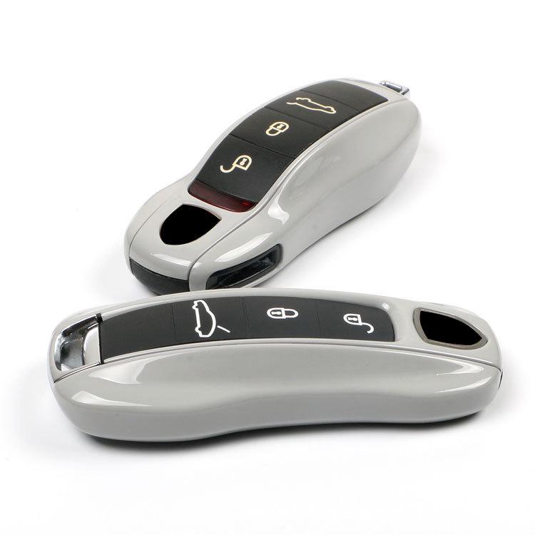 Fits Porsche Key Shell: New Cayenne, Macan, Panamera, 718, Taycan - Ice Raspberry Pink Matte Gray Solid Color