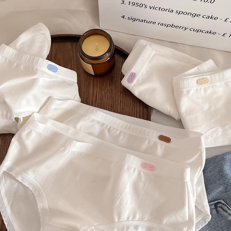 Нижнее белье для девочек из чистого хлопка с антибактериальным эффектом - удобное, средней посадки, дышащее, чистого белого цвета