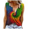 Women Tanks Sexy V Neck Sleeveless Summer Tops Vest 3D Print Color Swirl Tops