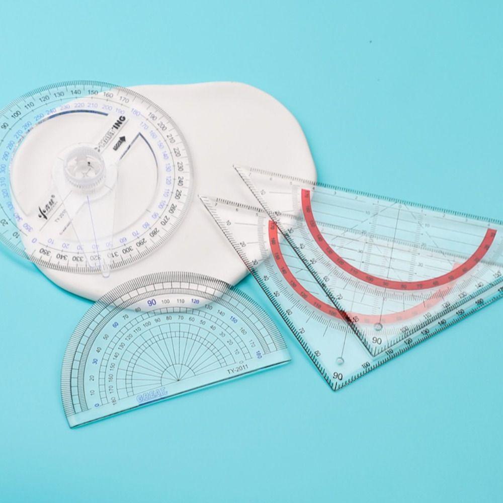 Transparent 180/360 Degree Protractor Triangle/Half Round Drawing Ruler  Geometry Drawing Design