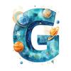 Letter "G" In Space - Decorative Poster Letter "G" In Space - Decorative Poster, 40X50 Cm, Frameless, Matte Paper 230 Gsm