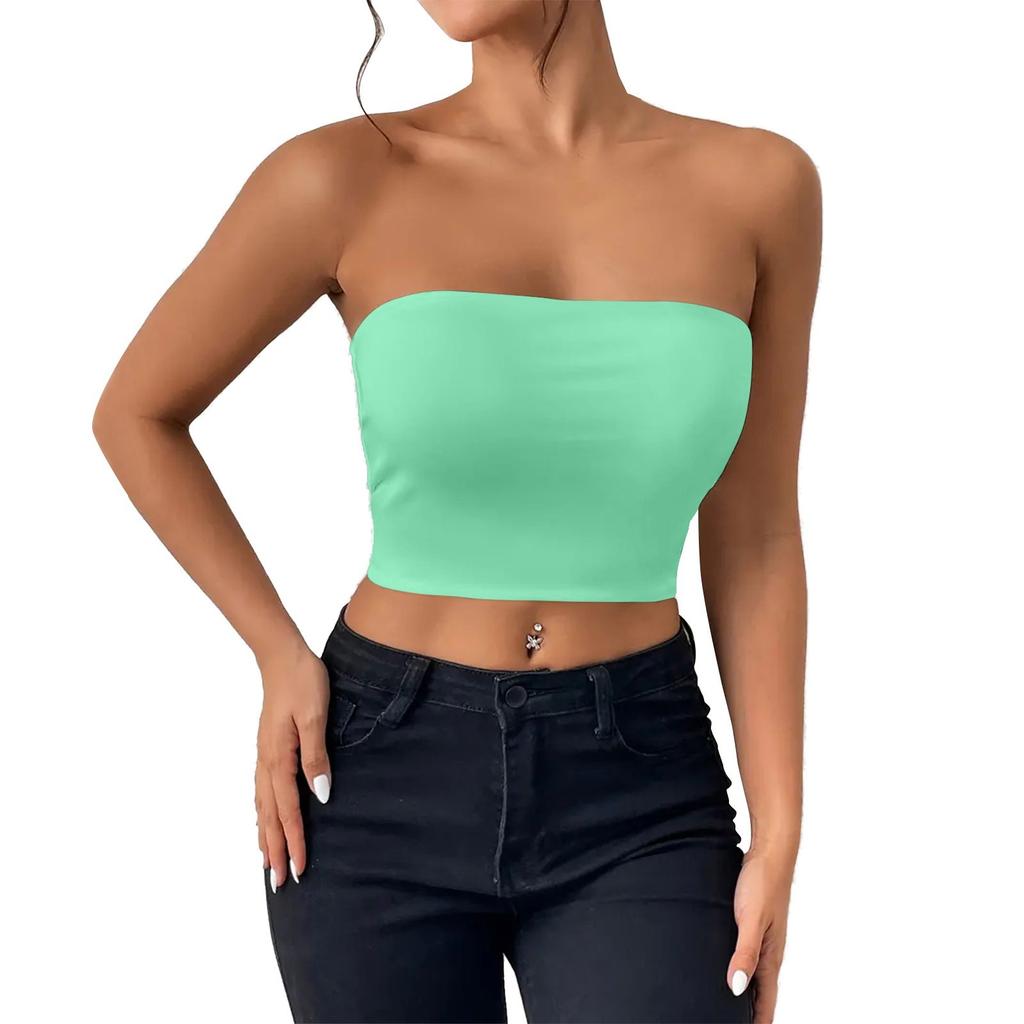 Women's Fashion Sexy Neckless Slimming Tank Top Outer Wear Solid Color Tank Top
