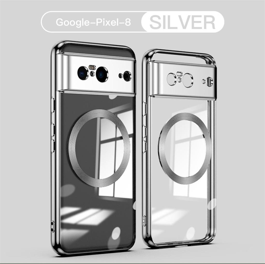 Мягкий чехол из ТПУ для Google Pixel 8 Pro Magsafe, прозрачный гальванический мягкий силиконовый магнитный противоударный чехол с беспроводной зарядкой