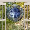 Mountain Wolf 3D Kinetic Wind Chime - Outdoor Metal Wall Art with 360° Rotating Hook, Colorful Reflective Decor for Patio