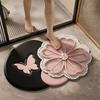 Absorbent Surface 3D Floral Butterfly Carpet Shower Mat  For Living Room Tea Table Bedside