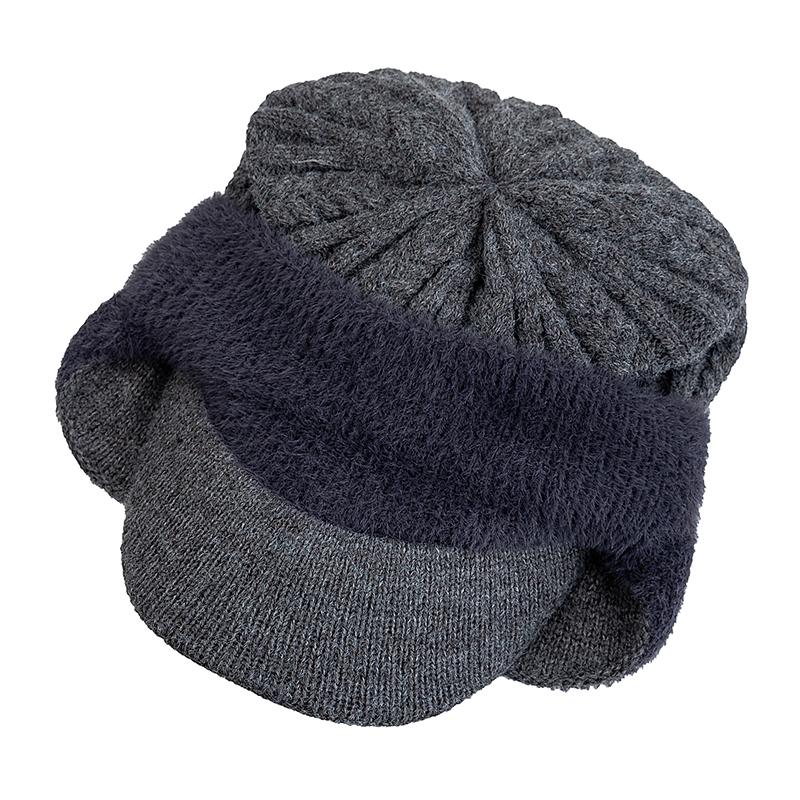 New Plush Fur Lined Winter Hat With Earflap Fashion Faux Fur Beanie Hats Men Outdoor Keep Warm Cap Hat Father Warm Gift